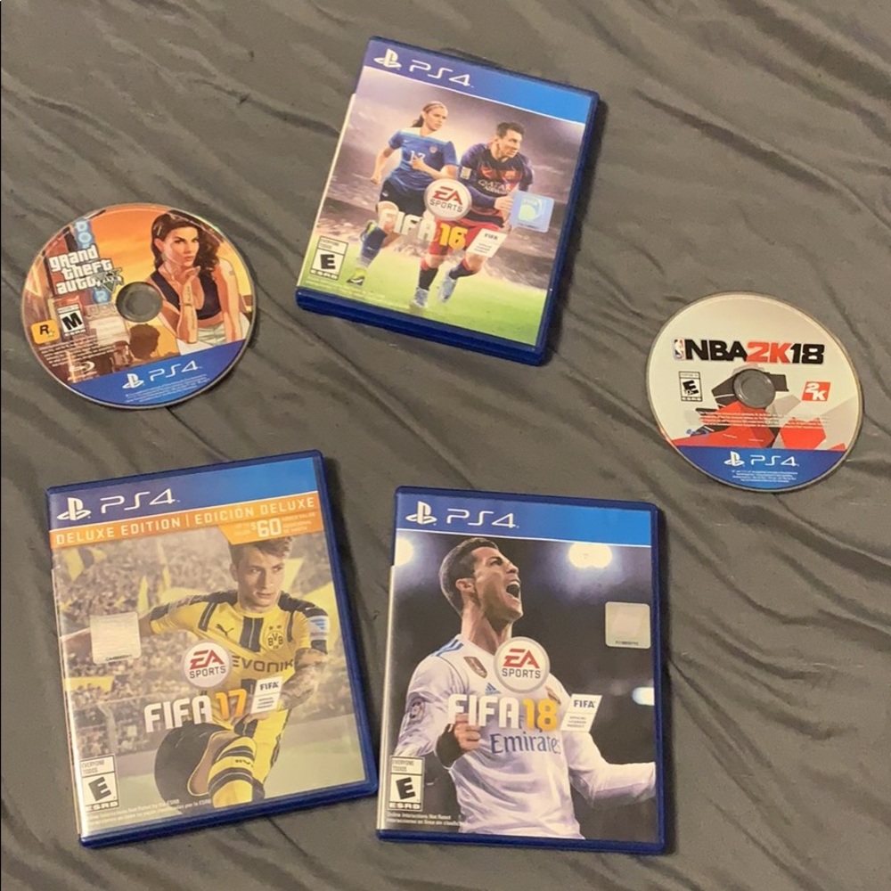 Fifa 16,17,18. Nba 2k 18. Gta 5.